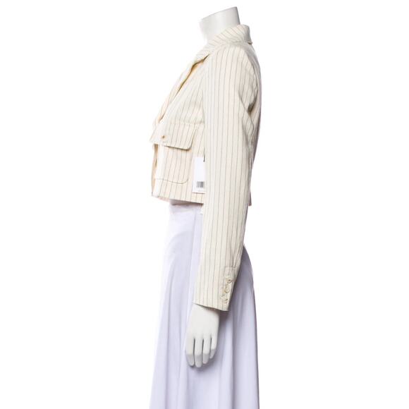 NWT $325 Jason Wu Cropped Pinstripe Women's Blazer Jacket Designer Cream White M - Picture 3 of 8
